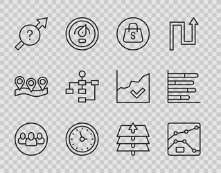 set line project team base graph chart diagram vector image