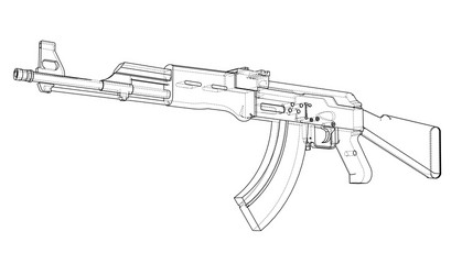 machine gun rendering of 3d vector image