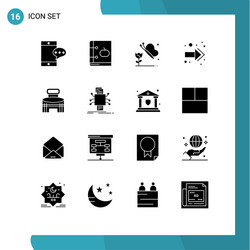 Modern set 16 solid glyphs pictograph sport vector