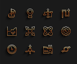 set line clock arrow flag factory many ways vector image