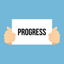 man showing paper progress text vector image