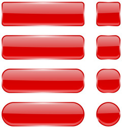 red glass buttons collection of menu interface 3d vector image