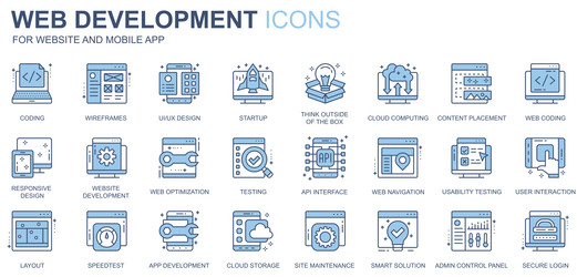 web development icons set in duotone line design vector image