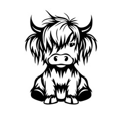 Adorable Highland Cow Portrait Vector Image