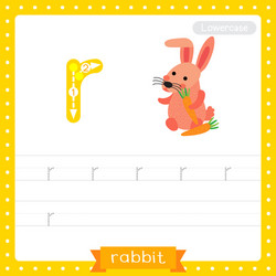 Letter r lowercase tracing pink rabbit holding Vector Image
