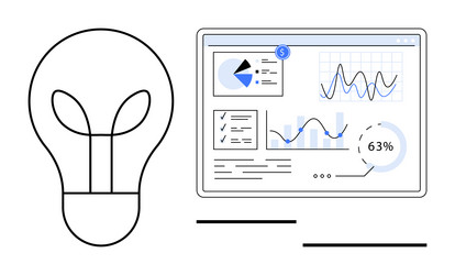 lightbulb with dashboard displaying charts vector image