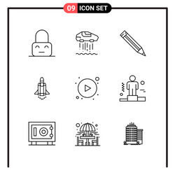 set 9 line style icons for web and mobile vector image
