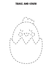 Trace and color cute black white easter Royalty Free Vector