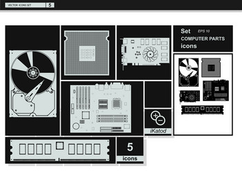 collection icons computer hardware vector