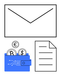 digital wallet with cryptocurrency coins envelope vector image