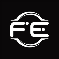 fe logo monogram with circle rounded slice shape vector image