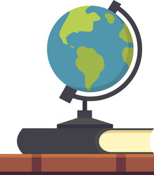 globe resting on a book symbolizes learning vector image