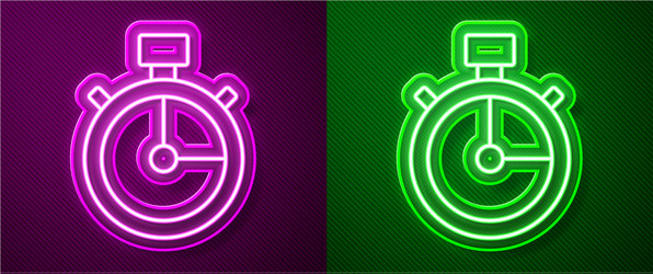 Glowing neon line stopwatch icon isolated vector