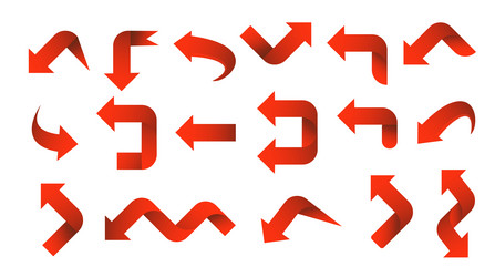 set red arrow 3d icons pointing up down left right vector image