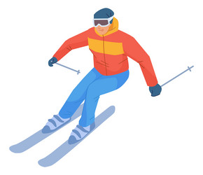 Man skiing winter season sport fun outside vector