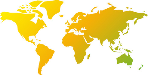Yellow-Green World Map Silhouette Vector Image
