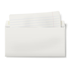 backside of opened dl envelope with lined paper vector image