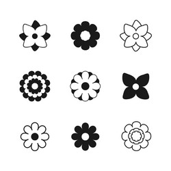 Flower icon set simple minimal flat style spring Vector Image