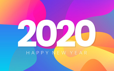 happy new year color banner 2020 bright gradients vector