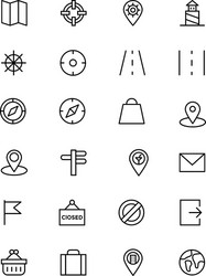 Map and navigation line icons 2 vector