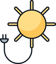 Sun with energy connector wire vector