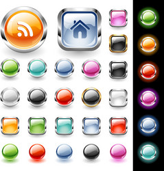 glossy web buttons set vector