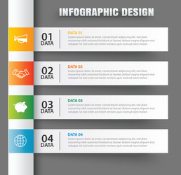 infographics tab in horizontal paper index with 4 vector