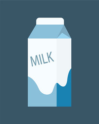 Milk in carton square pack cartoon style vector