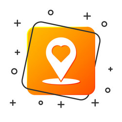 White map pointer with heart icon isolated vector