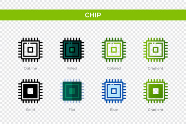 chip icon in different style icons designed vector image