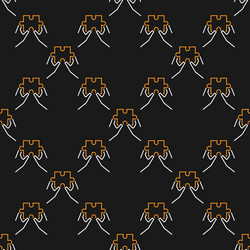 hands with jigsaw puzzle seamless pattern vector image