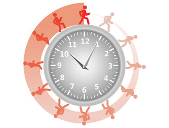 man running around clock vector