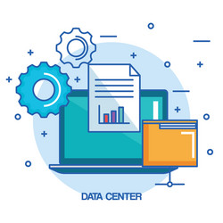 data center laptop computer folder document vector image