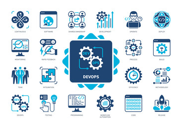 DevOps Solid Icon Set - Workflow & Automation vector image