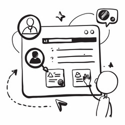 faq search results with user profile concept vector image