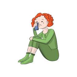 girl is crying color Vector Image