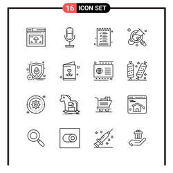 set 16 line style icons for web and mobile vector image