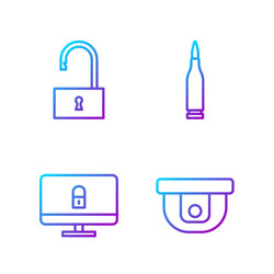set line motion sensor lock on computer monitor vector image