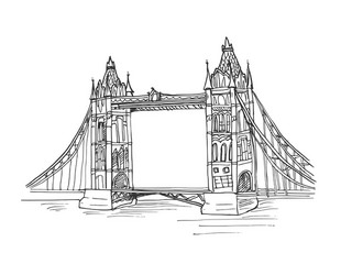 Drawing tower bridge in london uk Royalty Free Vector Image