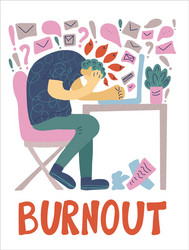 Burnout concept person at table vector