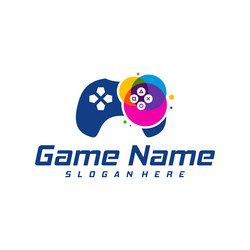 Colorful game logo template joystick design vector