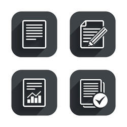 Document icons file with chart and checkbox vector