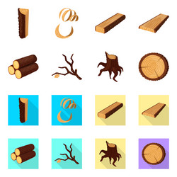 isolated object of tree and raw sign set vector image