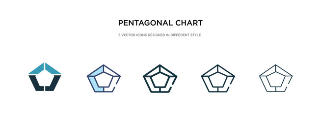 pentagonal chart icon in different style two vector image