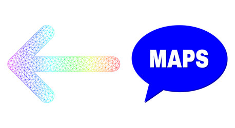 rainbow mesh gradient arrow left icon and maps vector image