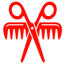 scissors with comb red icon vector image