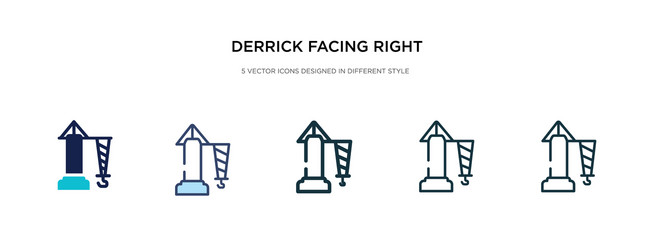 Derrick facing right icon in different style two vector