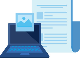 laptop computer with document file vector image