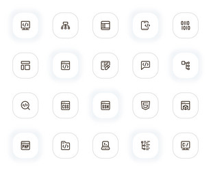 programing and data line icons set editable vector