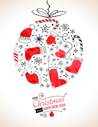 Retro christmas background with the xmas ball vector